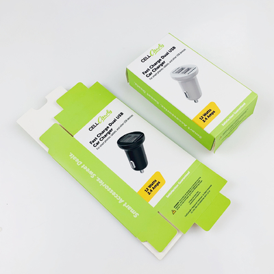 Premium Karton Paket Kutusu Parlak UV Baskı Kutusu Araba Şarjı Katlanabilir Paket Kutusu
