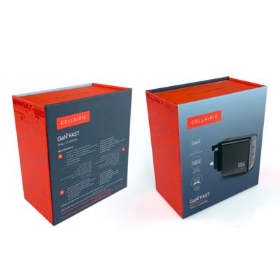 Düşük MOQ Manyetik Kapatmalı Şarj Cihazı Adaptörü Ambalaj Kutuları Elektronik Bileşenler Ambalaj Kağıt Kutusu Kancalı