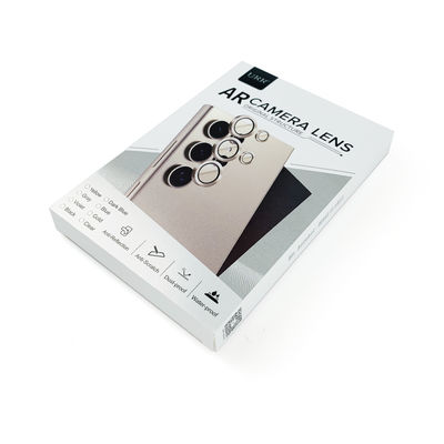 Özel baskılı Gümüş kağıt Katlanabilir Kamera Lens Koruyucu Kapak Kamera Pencereli Temperli Cam Ambalaj Kutusu