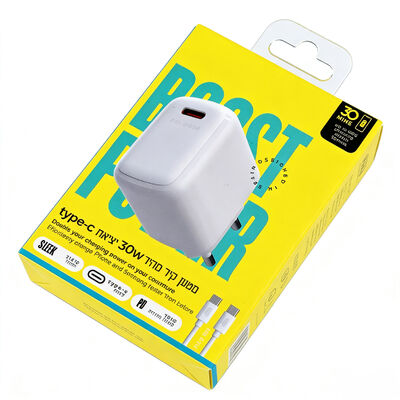 Özel Logolu Baskılı 30W USB-C Şarj Cihazı Ambalaj Kutusu, Telefon Şarj Cihazları için Blister Askı Pencereli